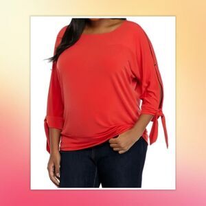 NWT The Limited Plus Size 3X Dolman Tie Sleeve Top In Red